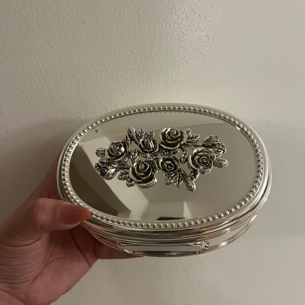 Things Remembered Silver Music Box Trinket Box engraved with name “Karen”